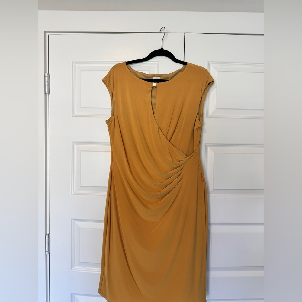 Anne Klein Golden Draped Midi Dress